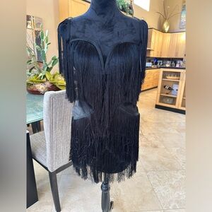 BLACK FRINGE NWT NASTY GAL DRESS APPROX SIZE 2